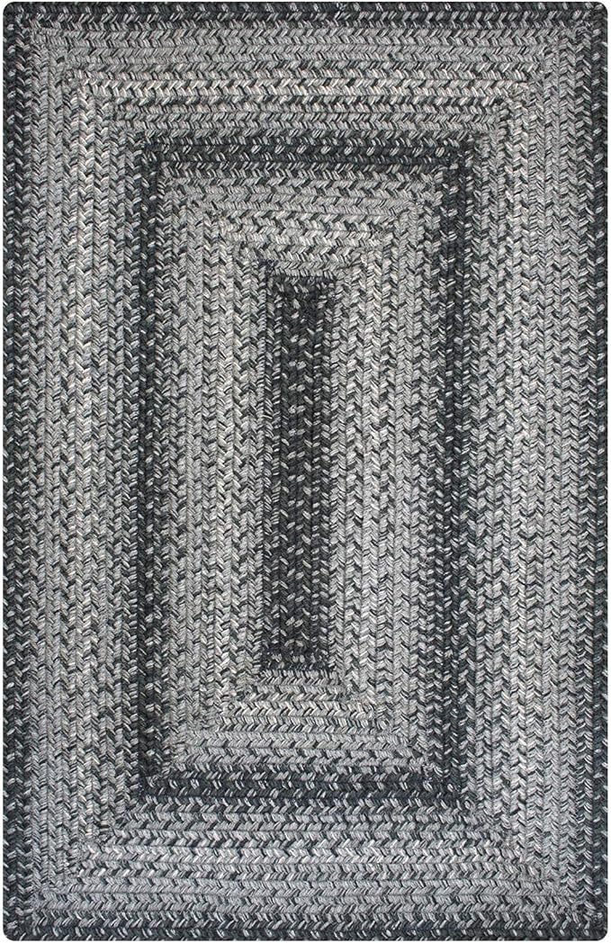 Homespice Flint Hill Small Braided Rugs 20x30 - Primitive Style Gray and Black Rug for Kitchen