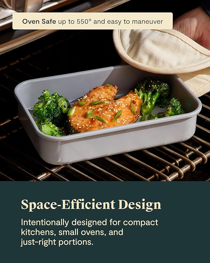 Caraway Nonstick 9” x 6.5” Small Rectangle Baking Pan Duo – Non-Toxic, PTFE & PFOA Free – Aluminized Steel Core – Deep Ceramic Baking Pan for Casseroles, Lasagna & More - Black