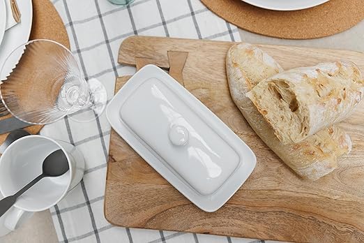 Mikasa Chalk Porcelain Butter Dish, Labelled, White