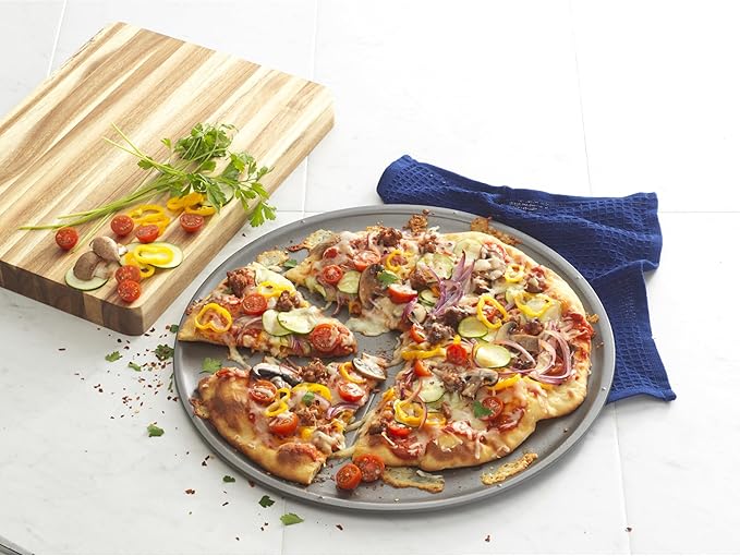 GoodCook Everyday Nonstick Steel Pizza Pan, 16", Cutting guide, Gray