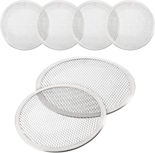Boao 4 Pieces 10 Inch Pizza Screen Seamless Baking Aluminum Round Pizza Mesh Tray for Baking Oven Home Kitchen Restaurant Supplies