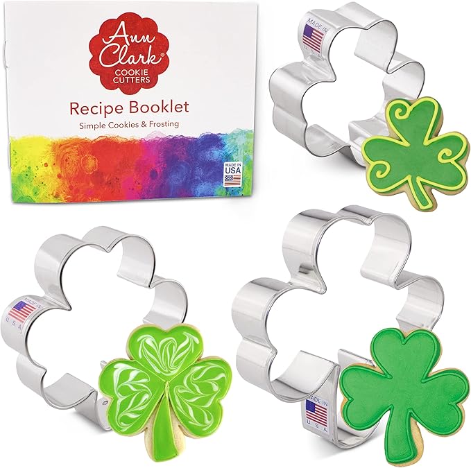 Ann Clark Cookie Cutters Shamrock Cookie Cutters 3-Pc. Set Made in the USA, Mini, Medium, and Large Shamrock