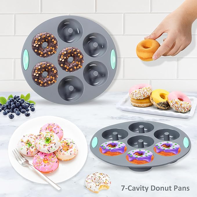 Tongjude 54 Pieces Silicone Baking Pans Set, 10 Silicone Cake Molds, Loaf Pan and Muffin Pans, Non-Stick Baking Cup, with Measuring Cups and Spoons Set, Grey