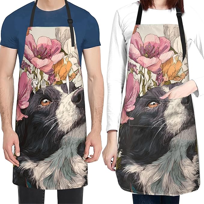 Apron with Pockets Aprons for Women Men Kitchen Chef Apron for Cooking Gardening Server Waitress Painting