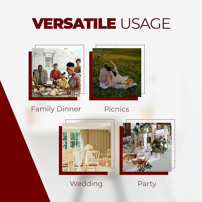 Christmas RedWaterproof Wipe Clean Table Cloth for 10ft Banquet Rectangle Table,Outdoor Spillproof Tablecloth for Thanksgiving,Easter (Oblong, 60 x 144 Inch (12-14 Seats), Burgundy)