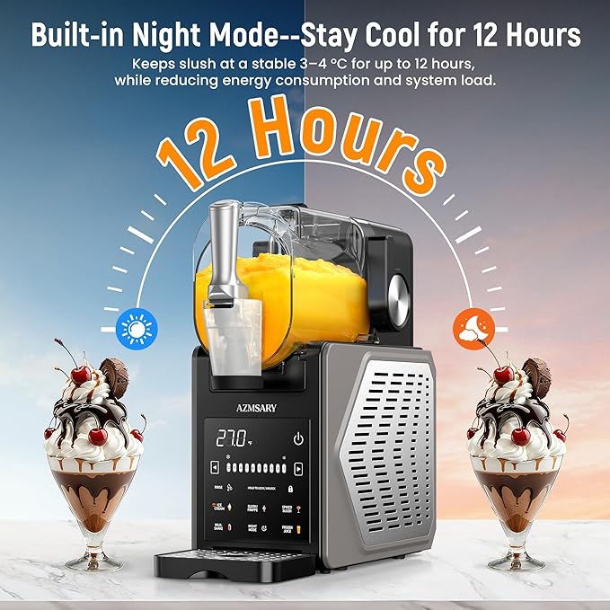Slushie Machine, 85oz Ice Cream Machine & Slushy Machine for home, with LED Display, 6 Preset Programs for Margaritas, Frappés, Milkshakes, and Soft Serve, Automatic Cleaning, No Ice Needed