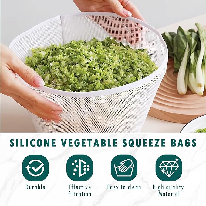 Dayinkes 2PCS Food Grade Silicone Cheese Cloths for Straining, 9.85" Wide Mouth Nut Milk Bag, Reusable Strainer Bag with Fine Mesh Mesh, For Straining Soy Milk, Nut Milk, Yogurt, Celery Juice, Juice