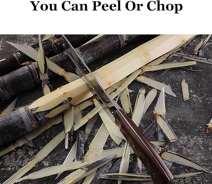Sugar Cane & Pineapple Peeler, Paring Knife & Fruit Cutter, Stainless Steel Blade, Brown Plastic Handle