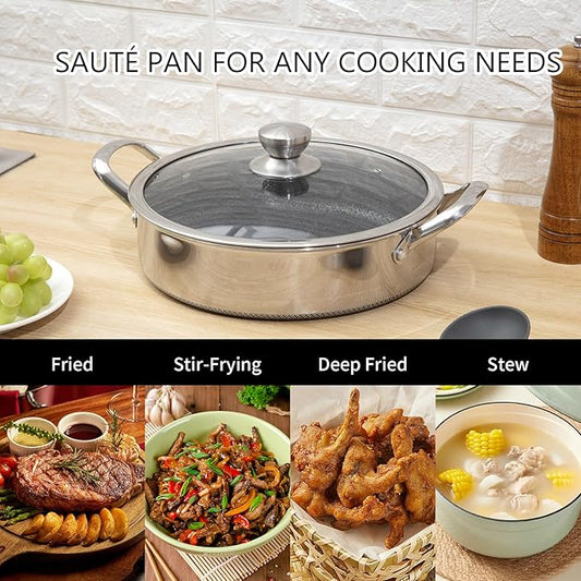 Toutrop Hybrid Stainless Steel Cookware Set-6QT Sauté Pan with Lid,10 Inch Nonstick Frying Pan,Induction Compatible,PFOA Free,Dishwasher & Oven Safe
