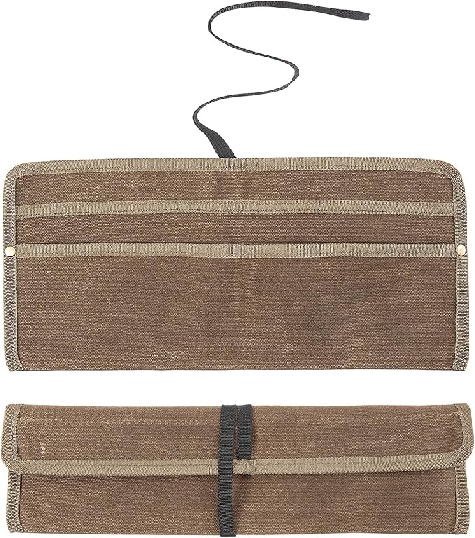 Qchengsan Chef Knife Sheath,Waxed Canvas Single Chef Knife Case Bag Roll for Traval,Sheaths for Chef's Kitchen knives,Tool Organizer Pouch Culinary Accessories Cooking Tools Roll,Gifts for Men