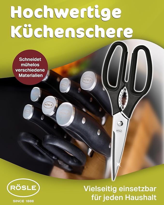 Rosle Scissors, for the Kitchen, for Cooking, Stainless Steel Blade, 22 cm, 96290
