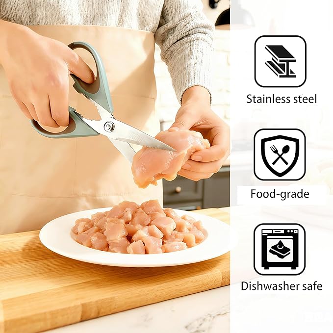 3-Pack 9.5"Kitchen Scissors All Purpose - Heavy Duty Stainless Steel Cooking Shears for Cutting Meat, Food, Fish, Poultry Multipurpose Sharp Sissors for Dishwasher Safe, with Protective Sheath