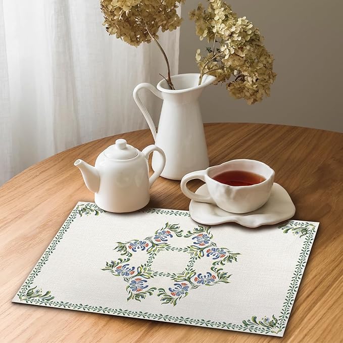 Easy Clean Rustic Placemats Tablemats Resistant Place Mats Kitchen Decor Dining Decoration for Party, Washable Placemats Set of 4-12