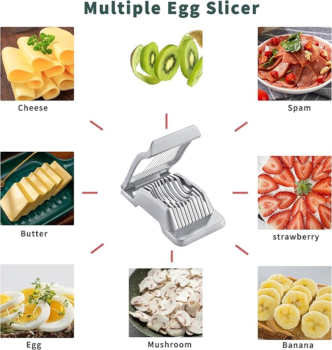 Egg Slicer for Hard Boiled Eggs, LCCOWOT Heavy Duty Strawberry Slicer Cutter, Stainless Steel Wire Cup Slicer with Aluminium Body, Perfect for Eggs, Fruit, Spam, Mushroom and More