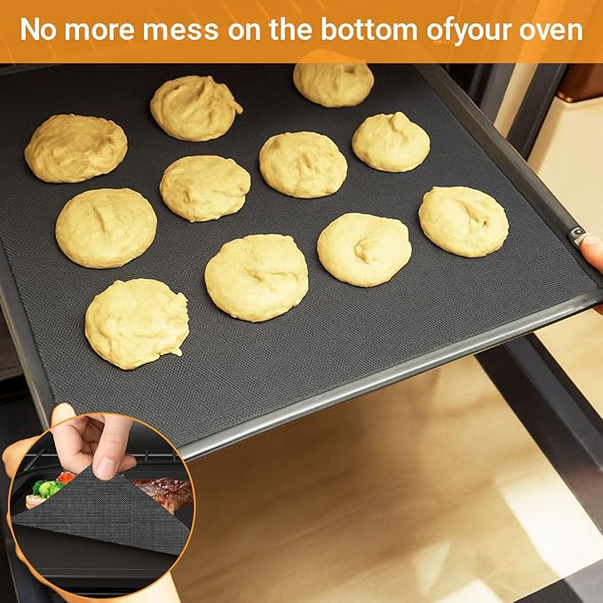 GWYSY Oven Liners for Bottom of Oven, 11.4"x14.2" Reusable Non-Stick Heat Resistant Toaster Liners Toaster Mat for for Cuisinart TOA-95 Air Fryer Toaster Oven, 4 Pack