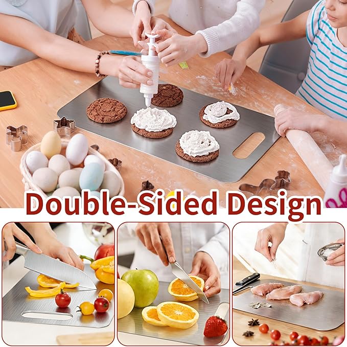 Titanium Cutting Board - 2026 New Upgrade 100% Pure Titanium Cutting Boards for Kitchen Double Sided Non Toxic Titanware Cutting Board,Hygiene Durable Dishwasher Safe Chopping Board(13.7" x 9")