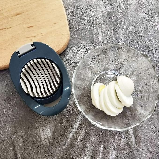Egg Slicer for Hard Boiled Eggs Cutter with Stainless Steel Wire Dishwasher Safe (Blue)