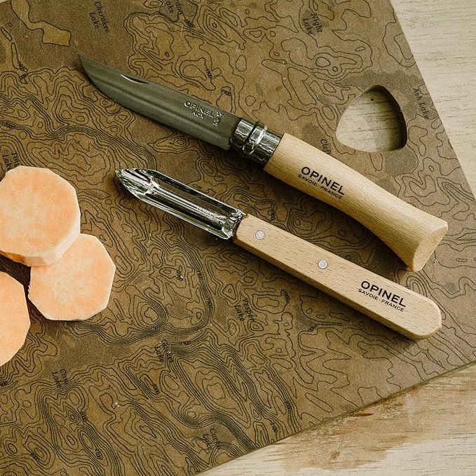 OPINEL Essential No.115 Peeler, Hornbeam Wood Handles, Made in France (Tangerine)