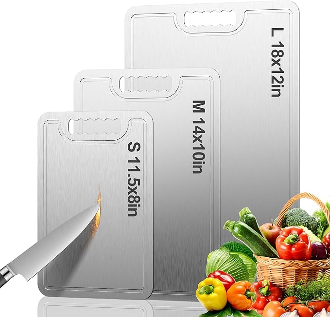 Titanium Cutting Board,100% Pure Titanium Cutting Boards for Kitchen, 2025 New Double Sided Food-Grade Chopping Board for Cutting Meat Vegetable Fruit-Medium(14x10in)