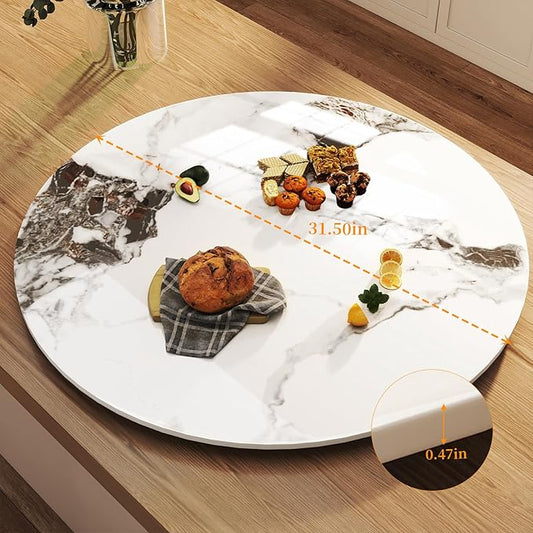 31.5" Lazy Susan for Table Top Sintered Stone Rotating Serving Tray for Dining Table, Kitchen Lazy Susan Organizer Spinning Rotating Food Server Party Centerpieces