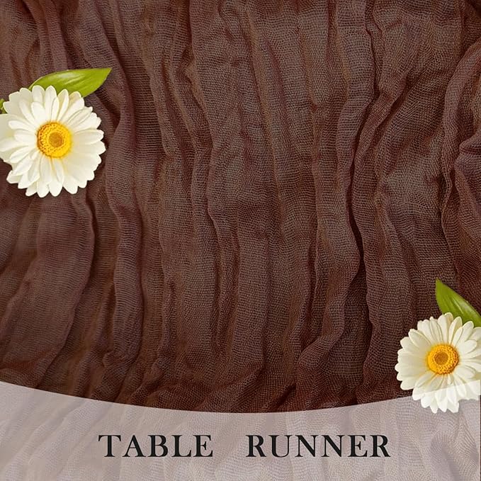 3 Pack Nude Brown Cheesecloth Table Runner -17×120 Inch Gauze 10 FT Long Cheese Cloth Table Runners for Bridal Wedding Party Baby Shower Holiday Birthday Home Easter Decor (Nude Brown, 3PC)