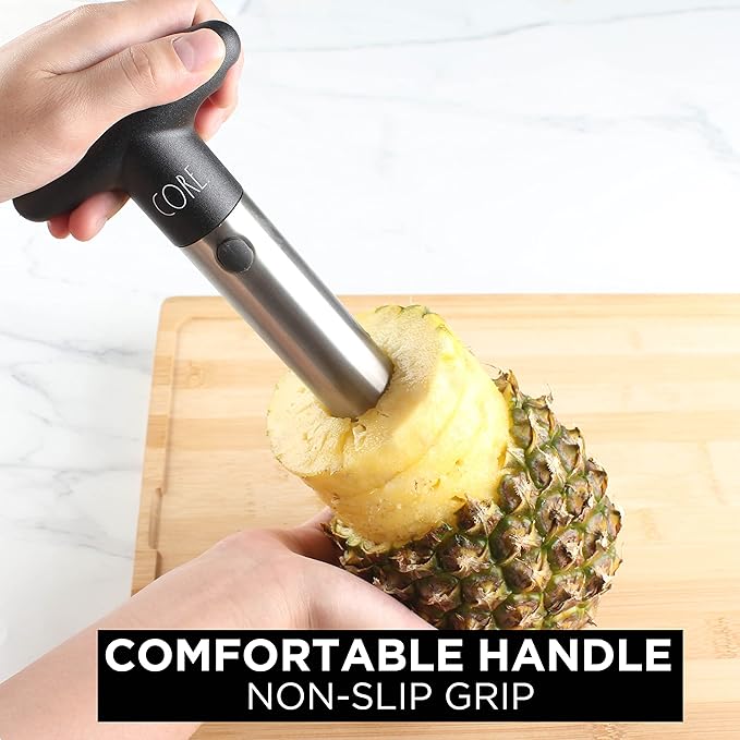 Rae Dunn Stainless Steel Corer - Easily Removes Cores and Pits from Apples, Pears, Peppers, Pineapples, and More, Black Pineapple
