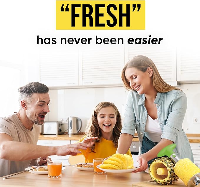 Zulay Kitchen Pineapple Corer and Slicer with Triple Reinforced Stainless Steel with Thicker Blade - Easy-to-Use Pineapple Corer & Pineapple Cutter Tool for Easy Core Removal - Bright Green