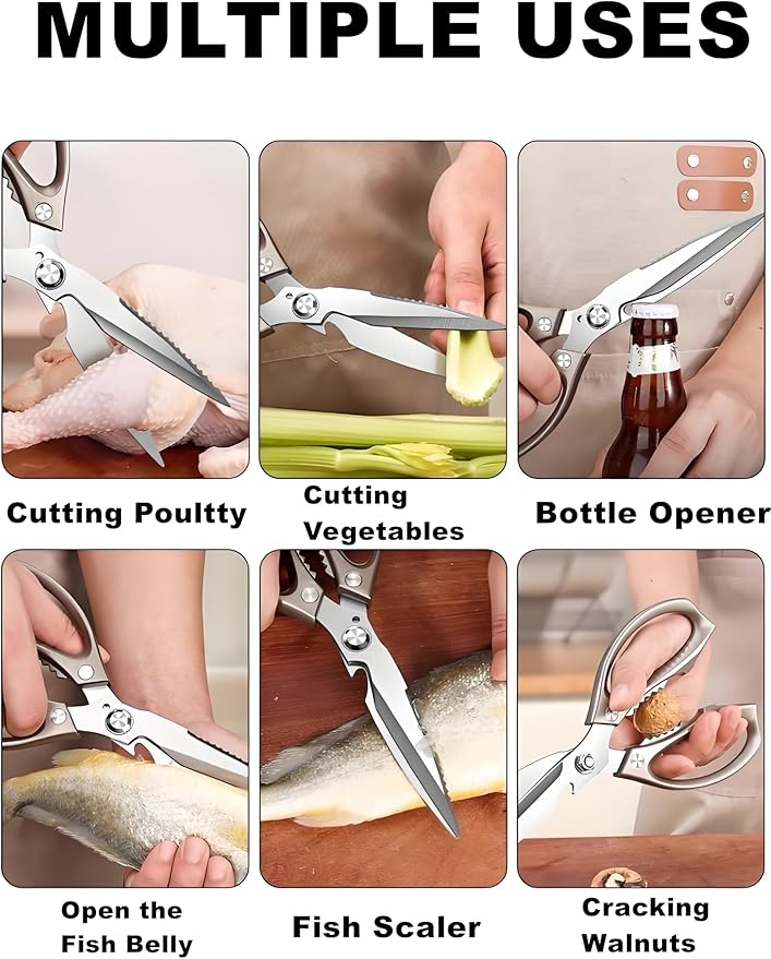 Kitchen Scissors, All Purpose，Ultra Sharp Meat Scissors，Heavy Duty Cooking Scissor，Dishwash Safe Stainless Steel Kitchen Shears for Food, Chicken Bones, Turkey