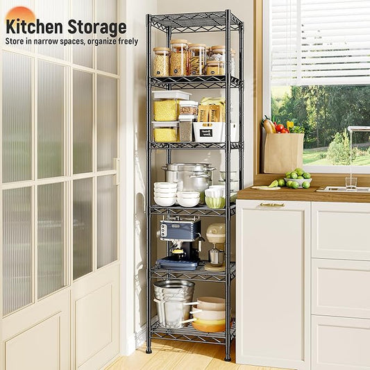 6 Wire Shelving Metal Shelves Storage Rack:Adjustable Storage Shelves Standing Shelf Units and Narrow Shelf for Laundry Bathroom Kitchen Pantry Closet Office 15.8" w*11.8" D*63" H