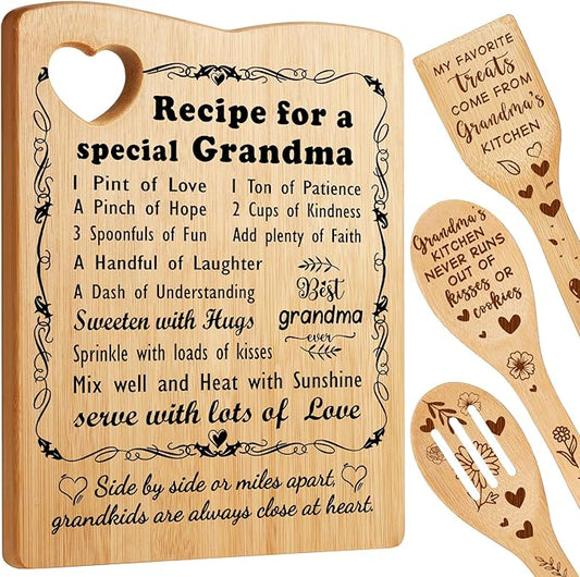 YUEYUQIU Gifts for Grandma from Grandkids, Birthday Gifts for Grandma from Grandchildren Granddaughter, Grandma Cutting Board Set Present, Ideal Mothers Day Christmas Gifts for Grandmother
