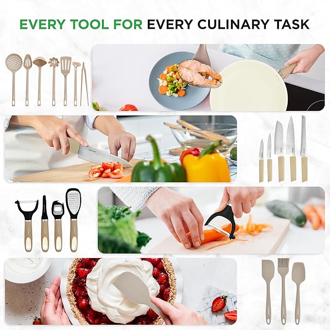 Nutrichef 54-Piece Marble Non-Stick Cookware and Bakeware Set, Professional Home Kitchen Collection with Multi-Sized Pots and Pans Set, and Heat-Resistant Tools