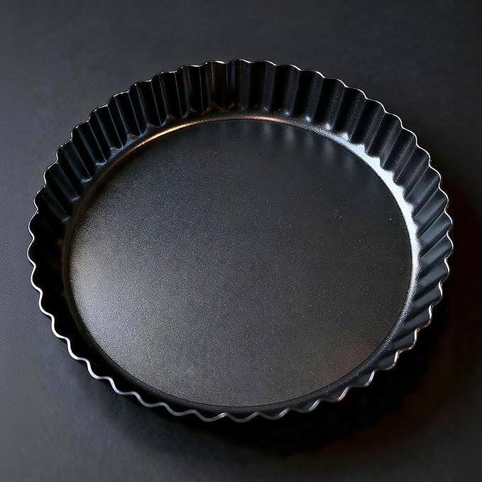 EPPARN Tart Pan 2 Pack, 9 Inch Non-Stick Carbon Steel Pie Pan, Tart Pans with Removable Bottom - Perfect Molds for Making Quiches, Brownies, and Fruit Tarts with Grooved Edges