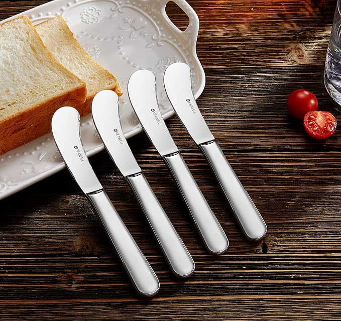 KEAWELL Premium 4-Piece 6.7" Louise Butter Knives, Stainless Steel, Dishwasher Safe