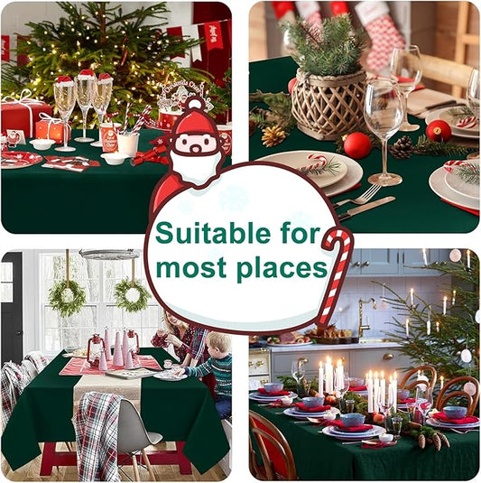 Hiasan Hunter Green Tablecloth for Rectangle Tables - Waterproof and Spillproof Washable Fabric Table Cloth for Dining Room Kitchen Party, 60 x 102 Inch