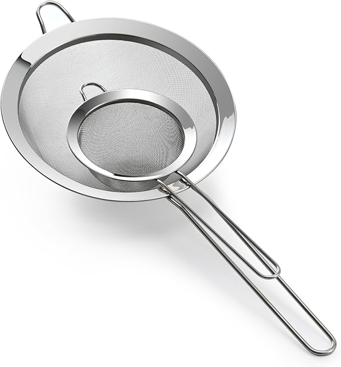 Premium 304 Stainless Steel Fine Mesh Strainer – Multi-Use Colander, Sieve, and Filter for Rice, Juice, Quinoa, Flour, Baking, Cooking, and Meal Prep – Durable, Easy-to-Clean Kitchen Tool