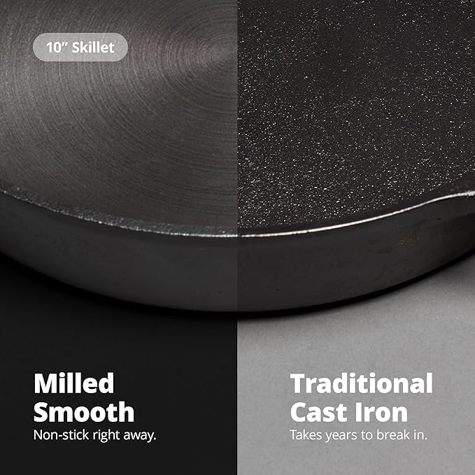 Greater Goods 10-Inch Cast Iron Skillet, Organically Pre-Seasoned, Heavy-Duty Pan for Frying, Baking, Grilling, Indoor and Outdoor Cooking