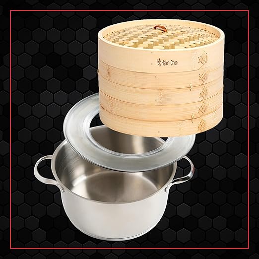 Helen’s Asian Kitchen Premium Bamboo Steamer Ring – 11-Inch Aluminum Steam Adapter for 10-Inch Bamboo Steamer Baskets. Perfect for Dutch Ovens, Stockpots, and Dim Sum Dumpling Steaming