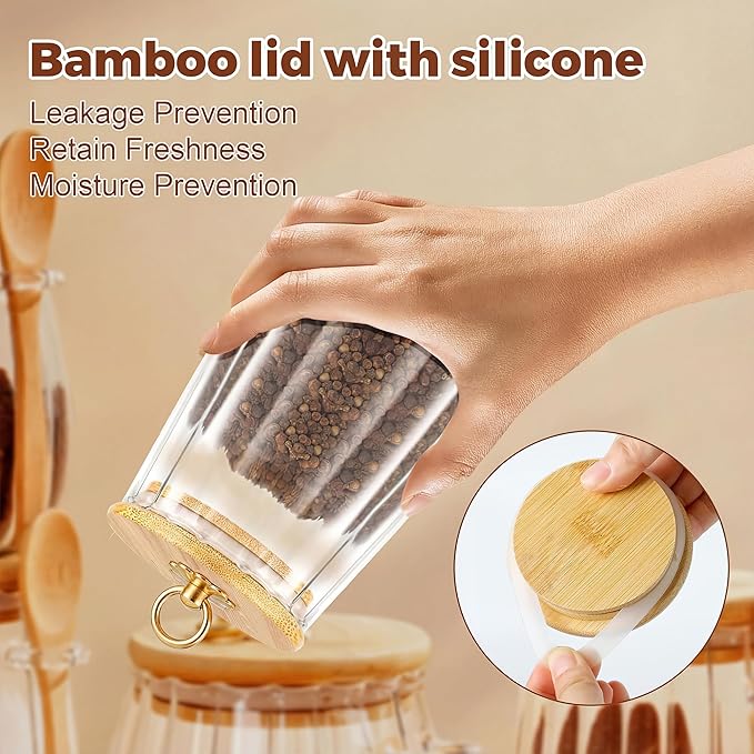 Sugar Jar with Lid and Spoon,24oz Large Glass Spice Jars for Coffee Bar Decor Accessories Food Storage Containers Home Essentials