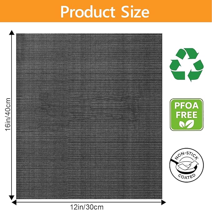 GWYSY 4 Packs Oven Liners for Bottom of Oven, 16"x12" Pre-Cut Rectangle Reusable Fiberglass Heat Resistant Non-Stick Mats for Breville BOV900BSS BOV950BSS Smart Oven Air Fryer Pro Convection Oven