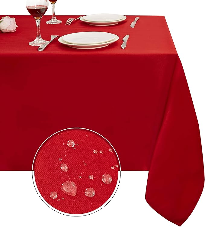 Obstal 210GSM Rectangle Red Tablecloth, Christmas Decorations Waterproof Table Cloth, Table Cover Protector for Holiday Party Use (Rio Red,60 x 84 Inch)