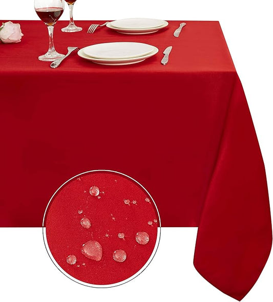 Obstal 210GSM Rectangle Red Tablecloth, Christmas Decorations Waterproof Table Cloth, Table Cover Protector for Holiday Party Use (Rio Red,60 x 84 Inch)