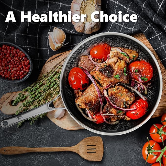 OATOFP Non Stick Frying Pans 12 inch, Hybrid Frying Pans Nonstick,non stick Stainless Steel Skillets, Dishwasher and Oven-Safe Chef Pan, Induction Compatible Pan, PFOA Free Cookware