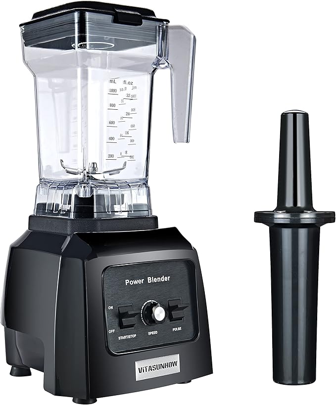 VITASUNHOW Professional 1300W Quiet Blender - 32oz BPA-Free Tritan Pitcher, Ice Crushing & Frozen Smoothie Maker for Shakes, Milk, Nut Butter, Dishwasher Safe