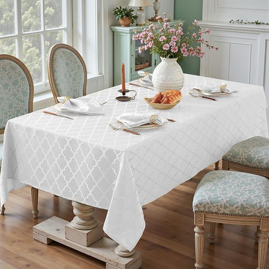 Larponder Napkins Cloth Washable, Jacquard Napkins 4 Pieces Napkins Set for Spring Kitchen Dining Party Picnic (Square, 20" x 20", White)
