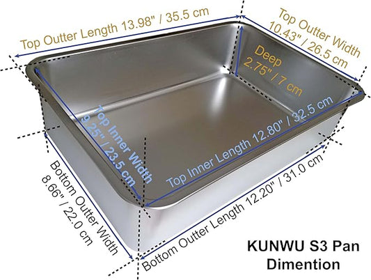 KUNWU Stainless Steel Rectangle Sheet Pan 14"x10"x2.75" Bakeware, Cake Pan Tray for Cake, Cookie (S (14"x10"), 2.75" Deep)