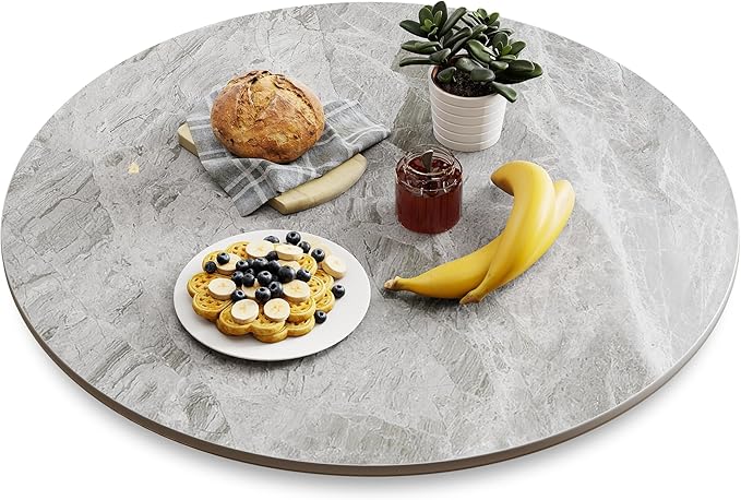 Lazy Susan Turntable 31.4 Inch - 360° Silent Rotating Anti-Slip Serving Tray, Heavy Duty Centerpiece for Kitchen, Dining & Coffee Table - Grey Modern Design with Non-Slip Base