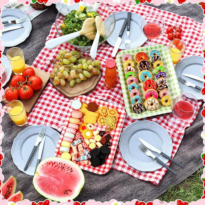 Tioncy 3 Pcs Strawberry Birthday Party Plates Pink Plastic Serving Tray for Summer Berry First Birthday Decoration, 13 x 10 Inch