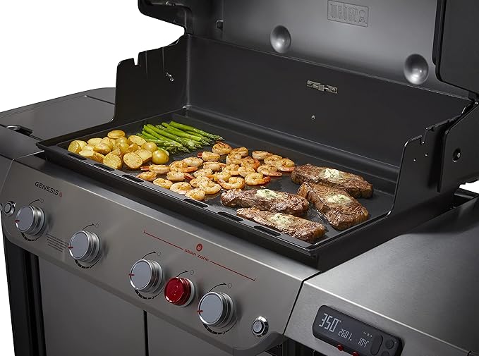 Weber Rust‑Resistant Outdoor Griddle Insert, Full‑Size – Pre-Seasoned Carbon Steel Griddle for Genesis 400 Series Gas Grills