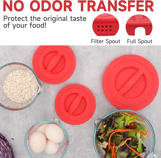 2 Pack Silicone Replacement Lids, Respectively Fits Pyrex 1-Cup & 2-Cup Tempered Glass Liquid Measuring Cups, Reusable & Food-Grade Silicone, Dishwasher & Microwave Safe (Cups not Included)