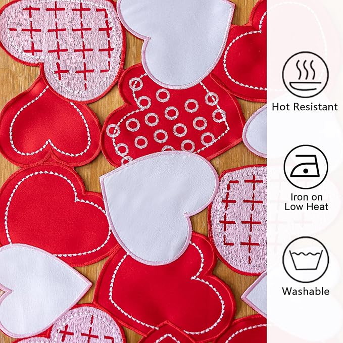 Joyfol Day Valentine’s Day Table Runner 14x69 Inch, Cutwork Embroidered Red Heart Decoration for Wedding Anniversaries, Proposals & Romantic Parties